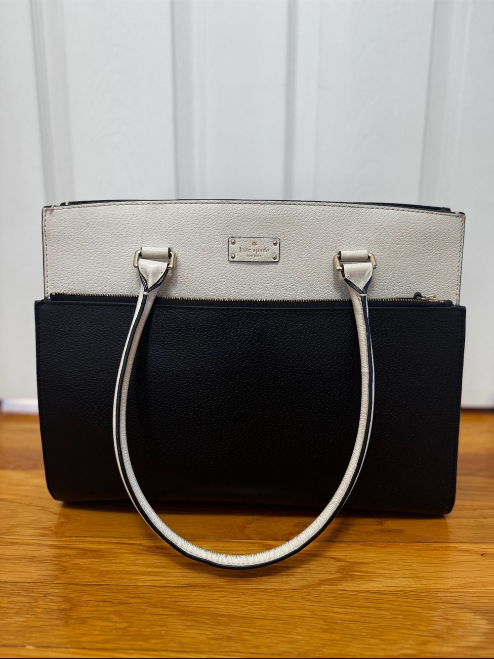 kate spade Black and Cream Two-Tone Structured Tote